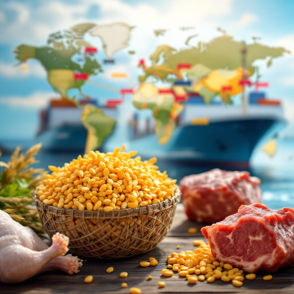 Navios de Transporte Marítimo com Carga de Alimentos e Rotas Comerciais.png